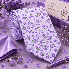 Lila Blommande Lavendel Halsduk Slips