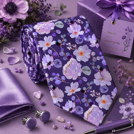 Lila Blommande Lavendel Halsduk Slips