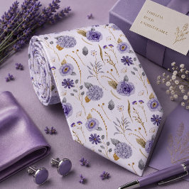 Lila Blommande Lavendel Halsduk Slips