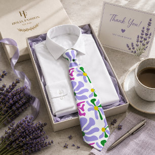 Lila Blommande Lavendel Halsduk Slips