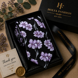 Lila Blommande Lavendel Halsduk Slips
