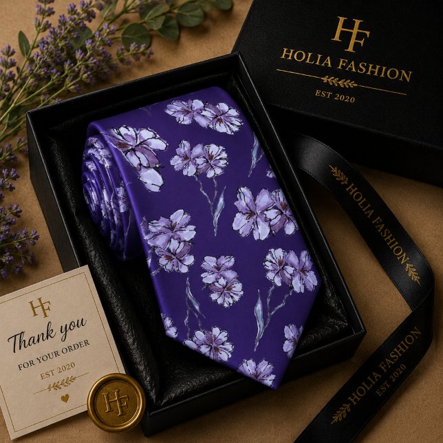 Lila Blommande Lavendel Halsduk Slips (Skapare uppladdad)