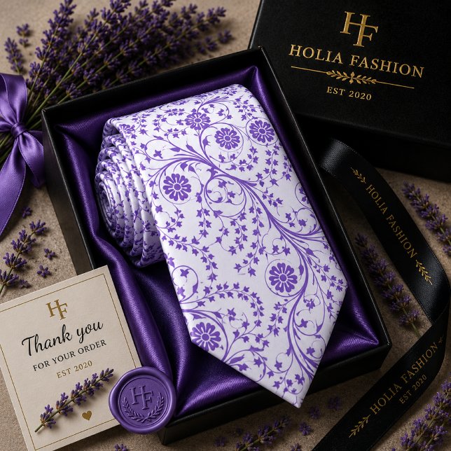 Lila Blommande Lavendel Halsduk Slips (Skapare uppladdad)