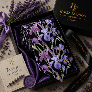 Lila Blommande Lavendel Halsduk Slips