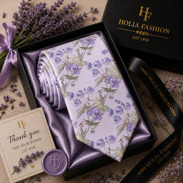 Lila Blommande Lavendel Halsduk Slips