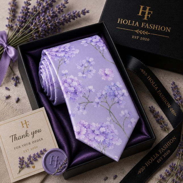Lila Blommande Lavendel Halsduk Slips (Skapare uppladdad)