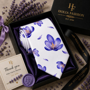 Lila Blommande Lavendel Halsduk Slips