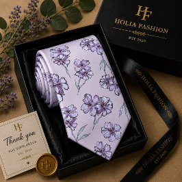 Lila Blommande Lavendel Halsduk Slips