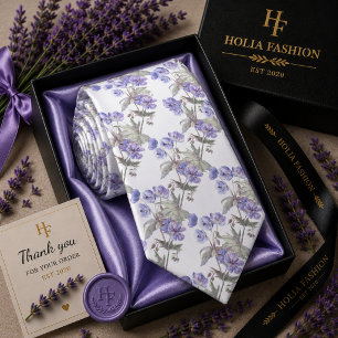 Lila Blommande Lavendel Halsduk Slips