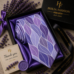 Lila Blommande Lavendel Halsduk Slips