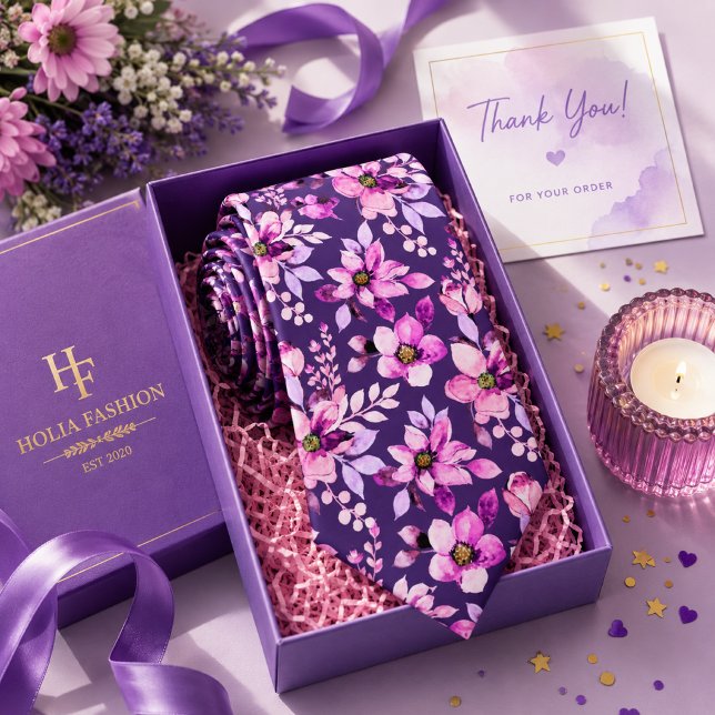 Lila Blommande Lavendel Halsduk Slips (Skapare uppladdad)
