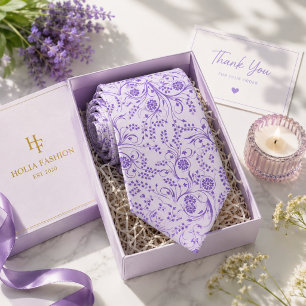 Lila Blommande Lavendel Halsduk Slips