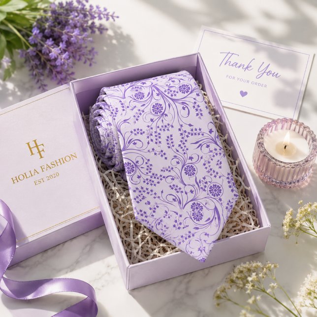 Lila Blommande Lavendel Halsduk Slips (Skapare uppladdad)