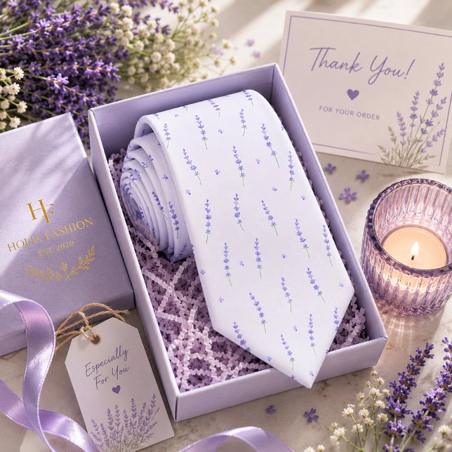 Lila Blommande Lavendel Halsduk Slips (Skapare uppladdad)