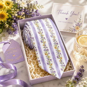 Lila Blommande Lavendel Halsduk Slips
