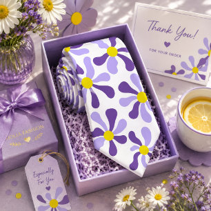 Lila Blommande Lavendel Halsduk Slips