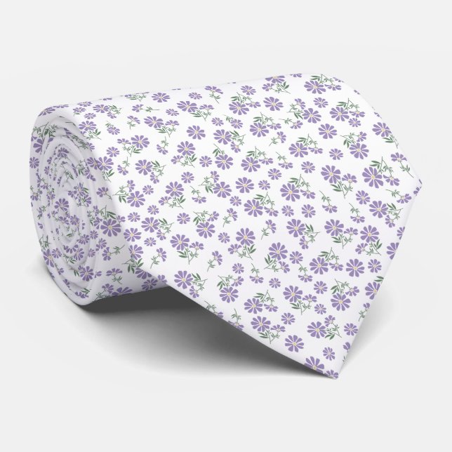 Lila Blommande Lavendel Halsduk Slips (Rullad)