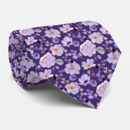 Lila Blommande Lavendel Halsduk Slips