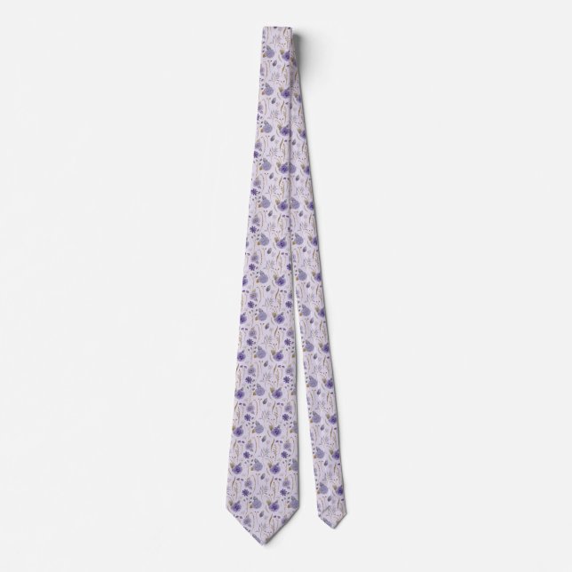 Lila Blommande Lavendel Halsduk Slips (Framsida)
