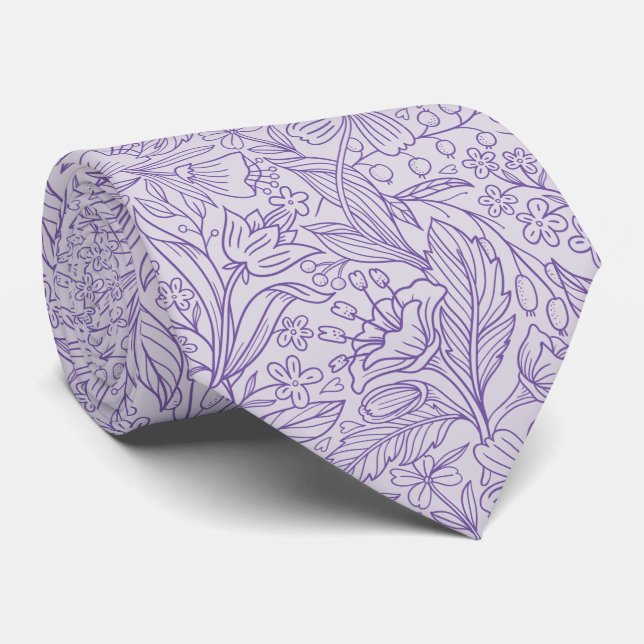 Lila Blommande Lavendel Halsduk Slips (Rullad)