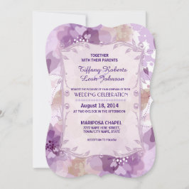 Lila Blommar Blommigt Bröllopsinbjudan Inbjudningar