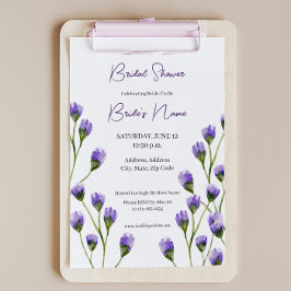 Lila Blommar Blommigt Inbjudningskort för möhippan