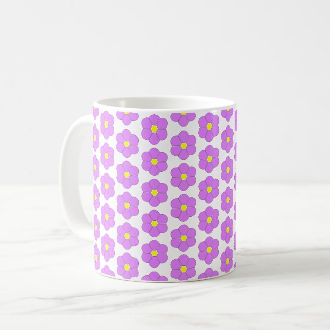 Lila Blommdesign Kaffemugg (Framsida vänster)