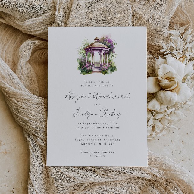 Lila Blommig Akvarell Altand Invitation Till Bröll Inbjudningar (An ideal choice for an outdoor spring or summer wedding.)