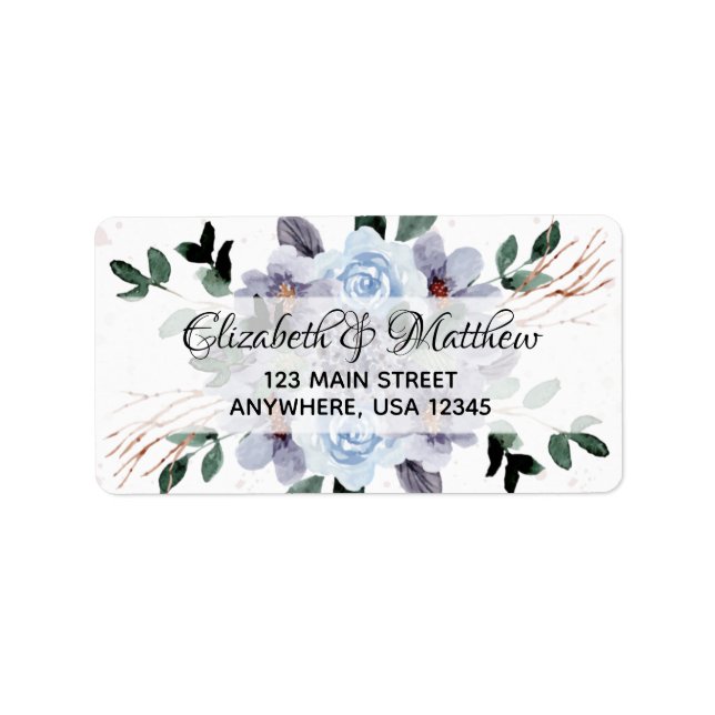 Lila Blommig Akvarell Återkommande Adress Adressetikett (Framsidan)