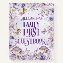 Lila Blommig Älva Första Gästbok Deluxe 