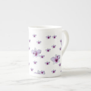 Lila Blommig Benporslin Mugg