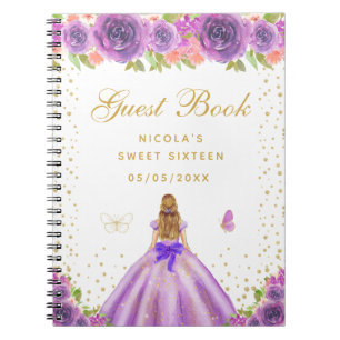 Lila Blommig Blond Hår Prinsessa Sweet Sixteen Anteckningsbok