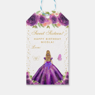 Lila Blommig Blond Hår Prinsessa Sweet Sixteen Presentetikett