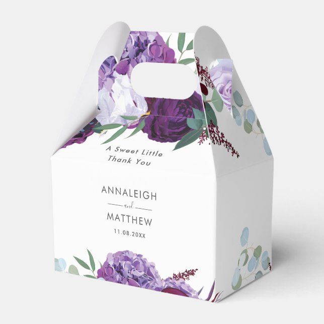 Lila Blommig Botanisk Bröllop Presentaskar (Framsidan Sidan)