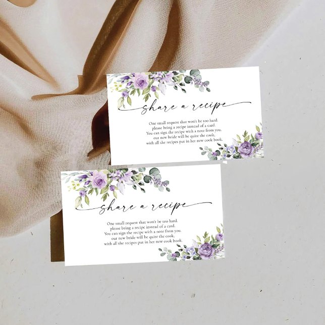 Lila Blommig Bröllopsdusch Dela Ett Recept Tilläggskort (Skapare uppladdad)
