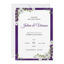 Lila Blommig Bröllopsinbjudan