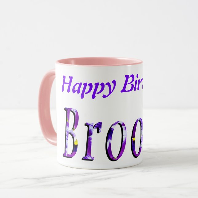 Lila Blommig Brooke Namn Logotyp, Mugg (Framsida vänster)