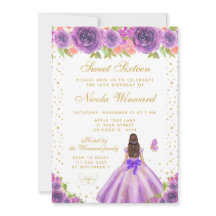 Lila Blommig Brunett Hår Prinsessa Sweet Sixteen