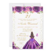 Lila Blommig Brunett Prinsessa Födelsedagsfest