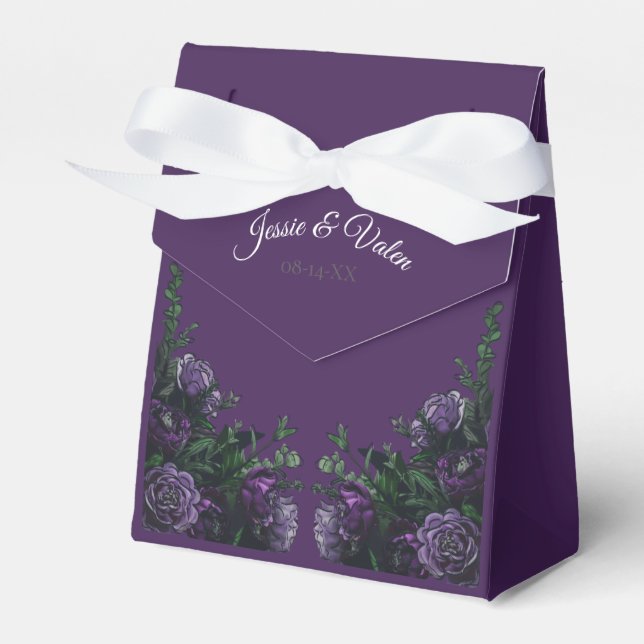 Lila Blommig Elegant Bröllop Gotisk Presentaskar (Framsidan Sidan)