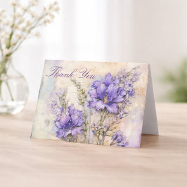 Lila Blommig Elegant Tacksamhets Kort Vikad