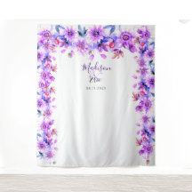 Lila Blommig Fotobooth-bakgrund för Bröllop