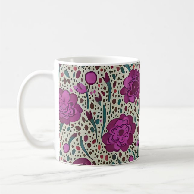 Lila Blommig Kaffemugg (Vänster)
