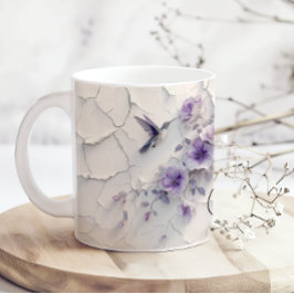 Lila Blommig Lägg Till Namn Kolibri Kaffemugg