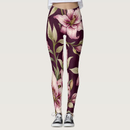 Lila Blommig Leggings