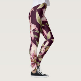 Lila Blommig Leggings