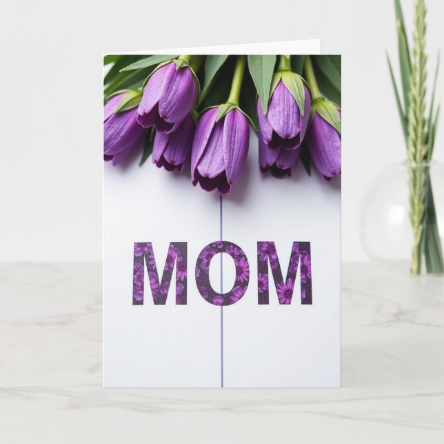 Lila Blommig Mamma-kort Kort (Framsida)