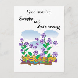 Lila blommig morgonsegen vykort