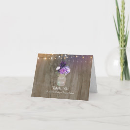 Lila blommig murarvas rustic bröllop tack kort