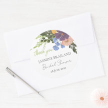 Lila Blommig och Grön Bröllopsfest Tack